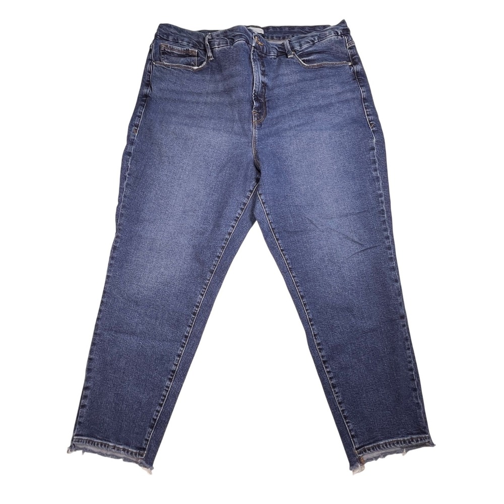 Good American Jeans Womens 20 Indigo GWKR953T High Rise Raw Hem Stretch Denim - Picture 2 of 13